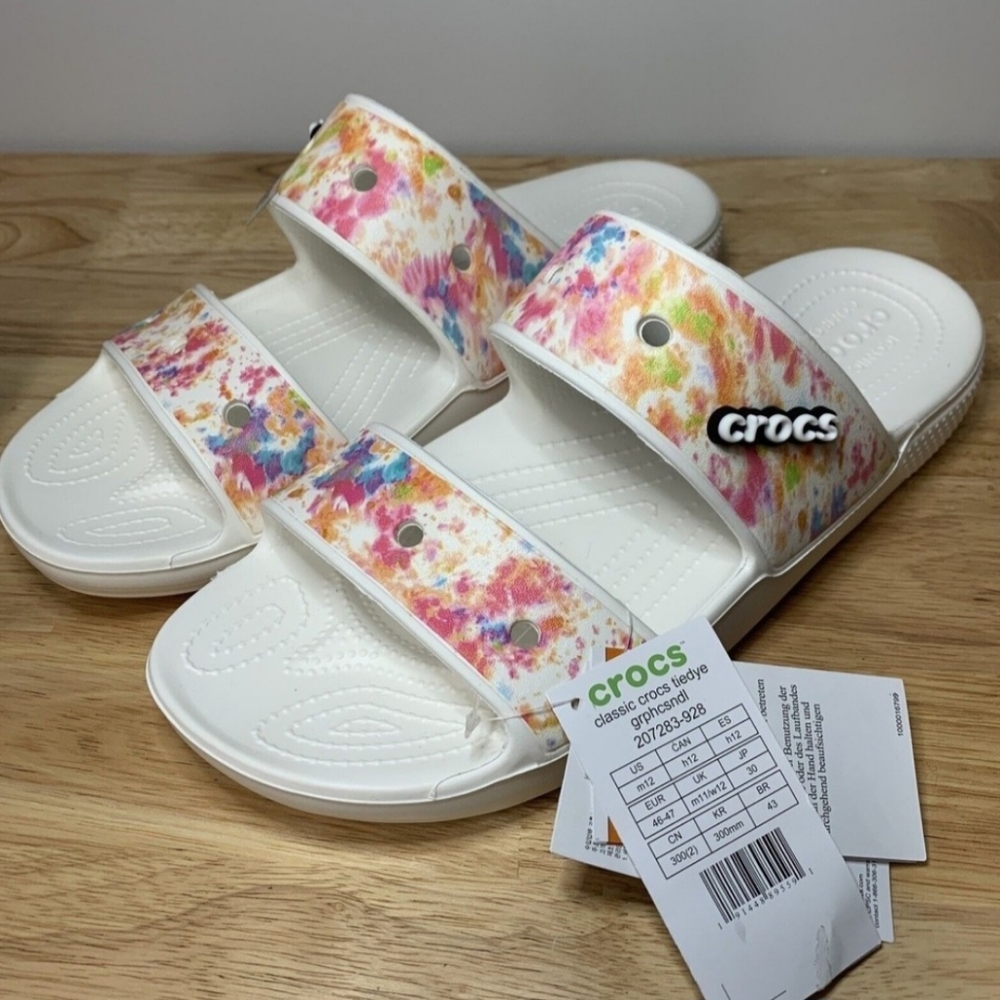 Men's Crocs Classic Tie Dye Slip On Sandals Size 12 (women's size 13)